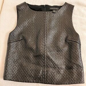 Banana Republic FAUX-LEATHER TRIM SLEEVELESS BLOUSE
